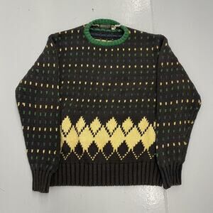 Vintage 90s Cricket Black Pattern Cotton Boxy Sweater